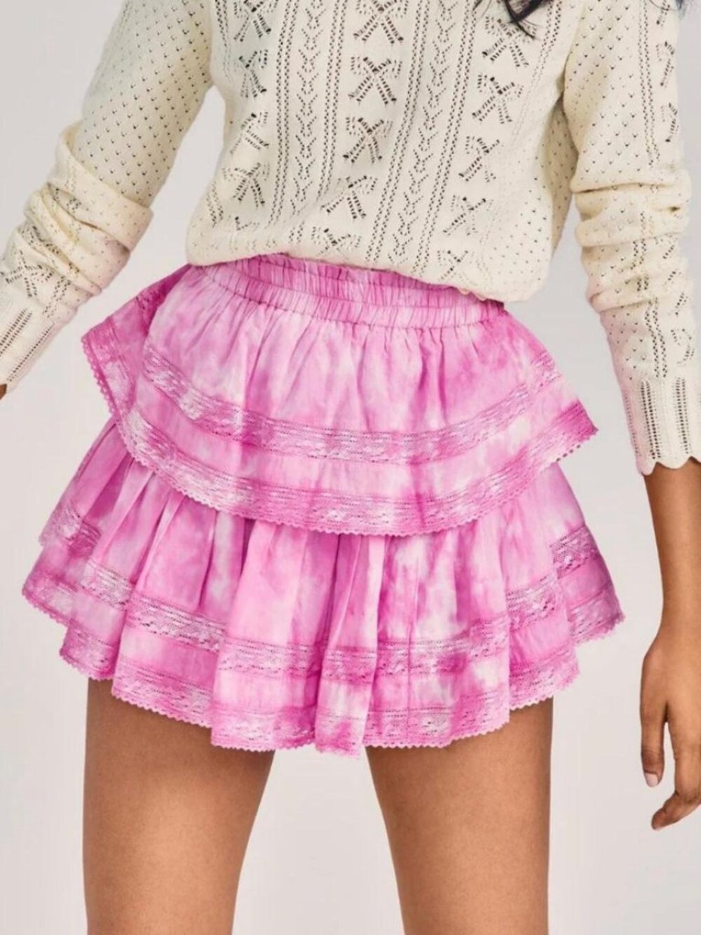 LoveShackFancy Women's Pink and White Skirt